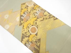 綴れ松皮菱に菊桐模様織出し袋帯